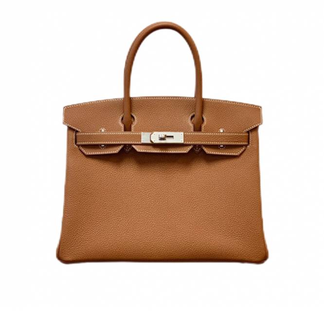 H**mes herH**mes birkin golden brown h02837 half-handmade (30cm*22cm*16cm)
